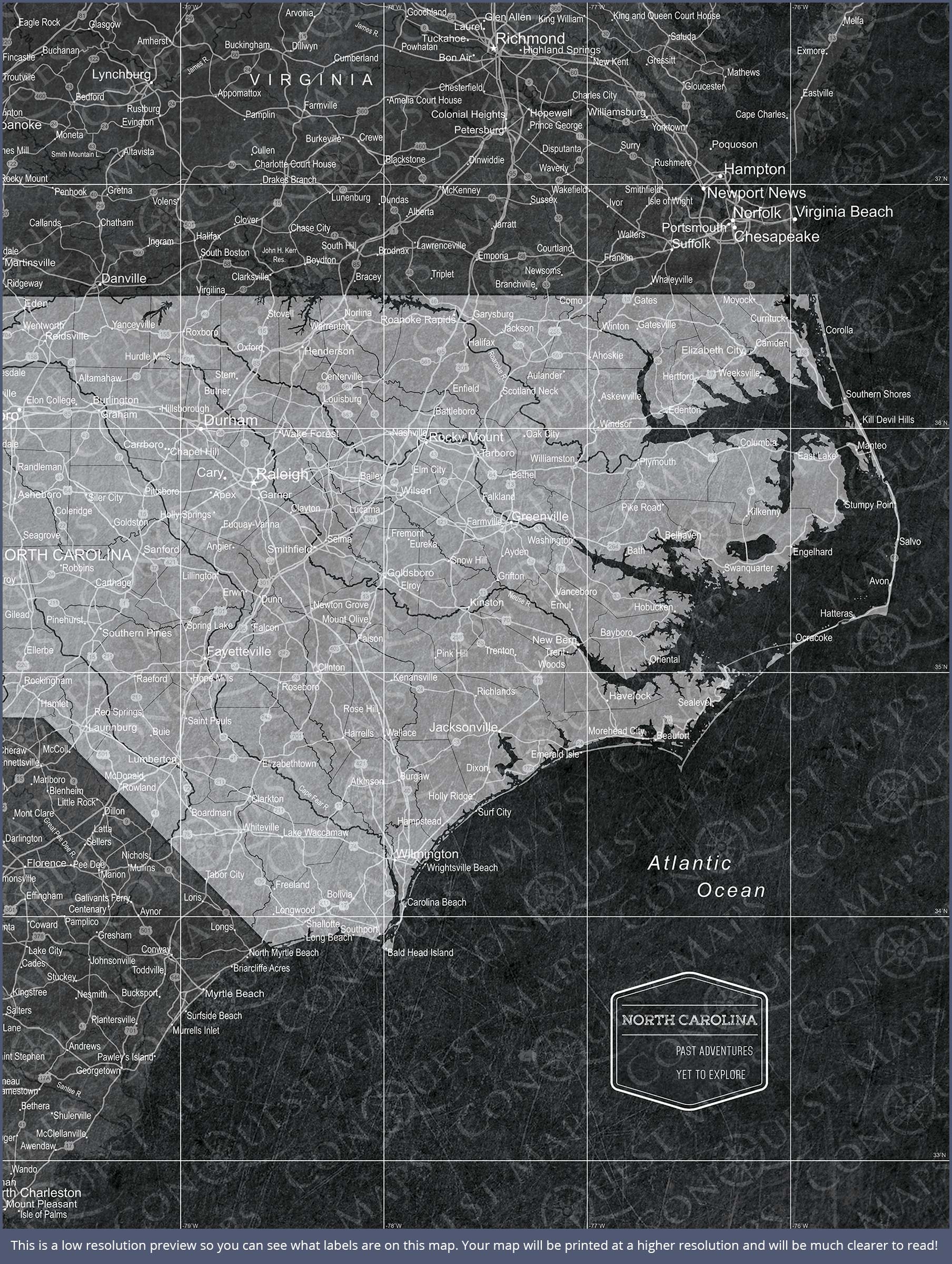 Push Pin North Carolina Map (Pin Board) - Modern Slate CM Pin Board