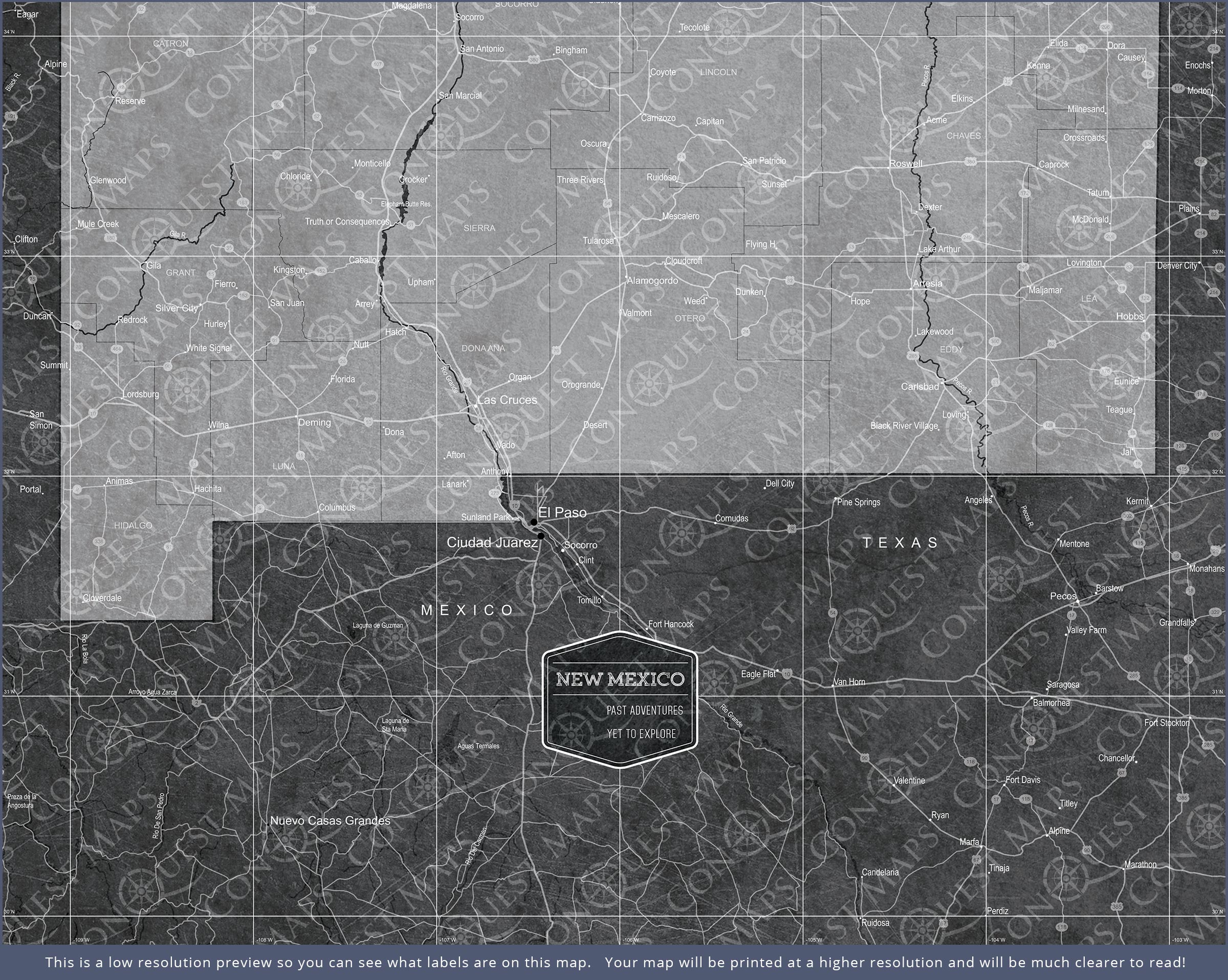 Push Pin New Mexico Map (Pin Board) - Modern Slate CM Pin Board