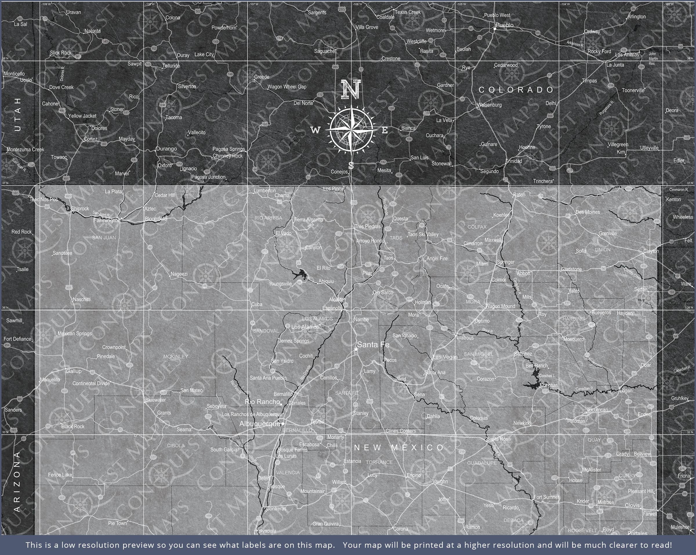 Push Pin New Mexico Map (Pin Board) - Modern Slate CM Pin Board