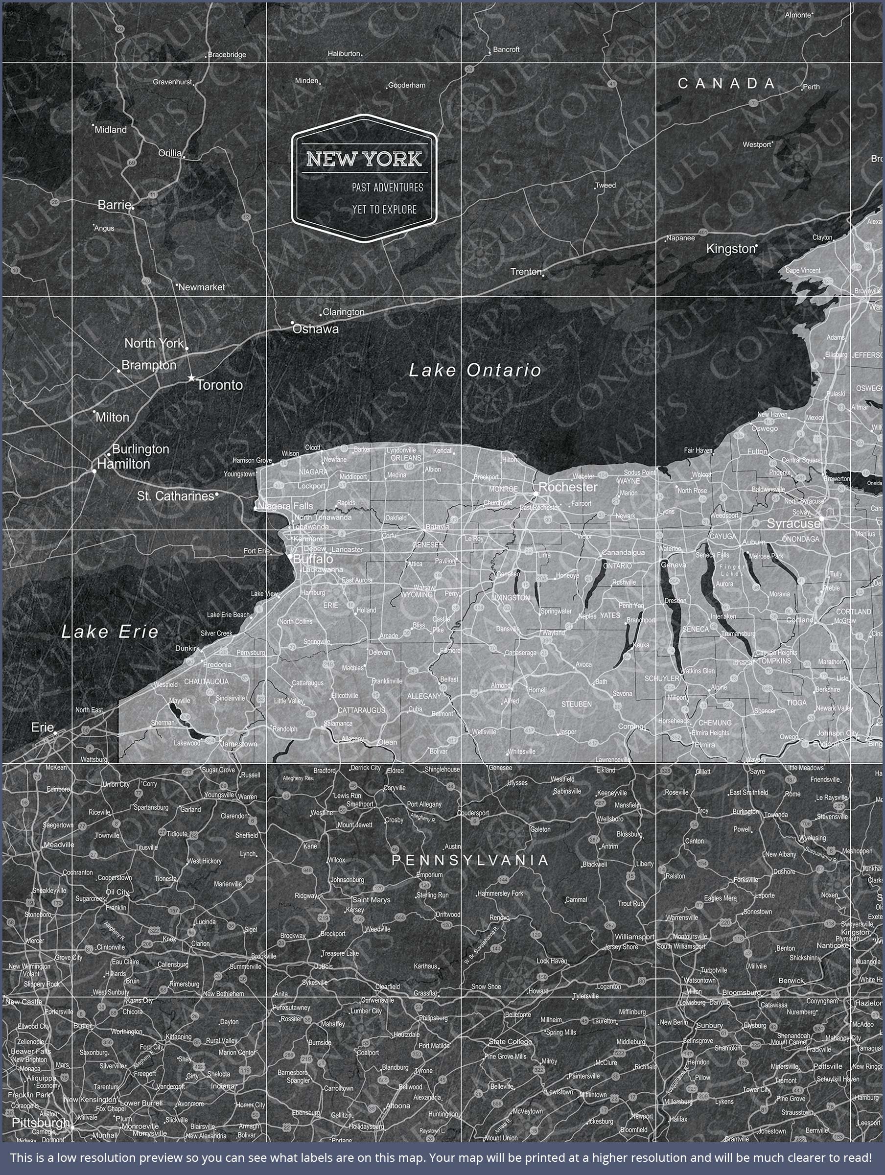 Push Pin New York Map (Pin Board) - Modern Slate CM Pin Board
