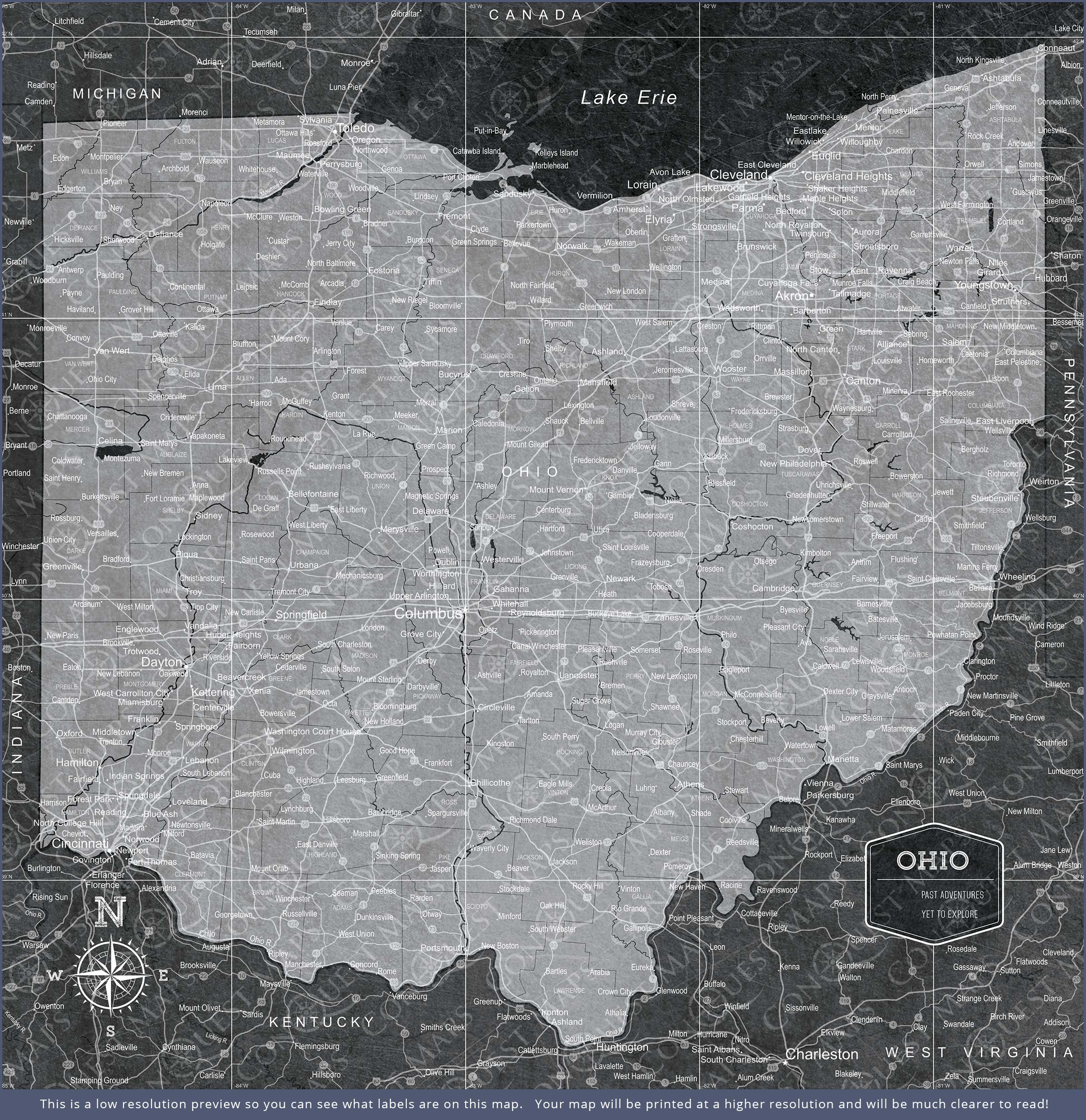 Push Pin Ohio Map (Pin Board) - Modern Slate CM Pin Board