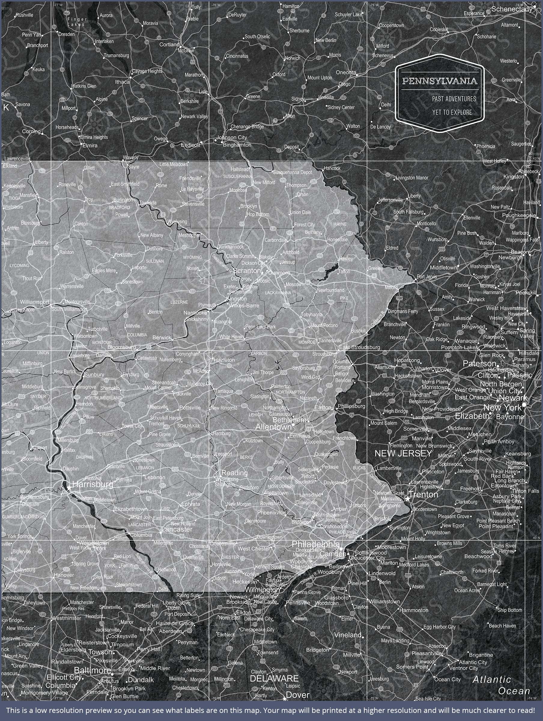 Push Pin Pennsylvania Map (Pin Board) - Modern Slate CM Pin Board