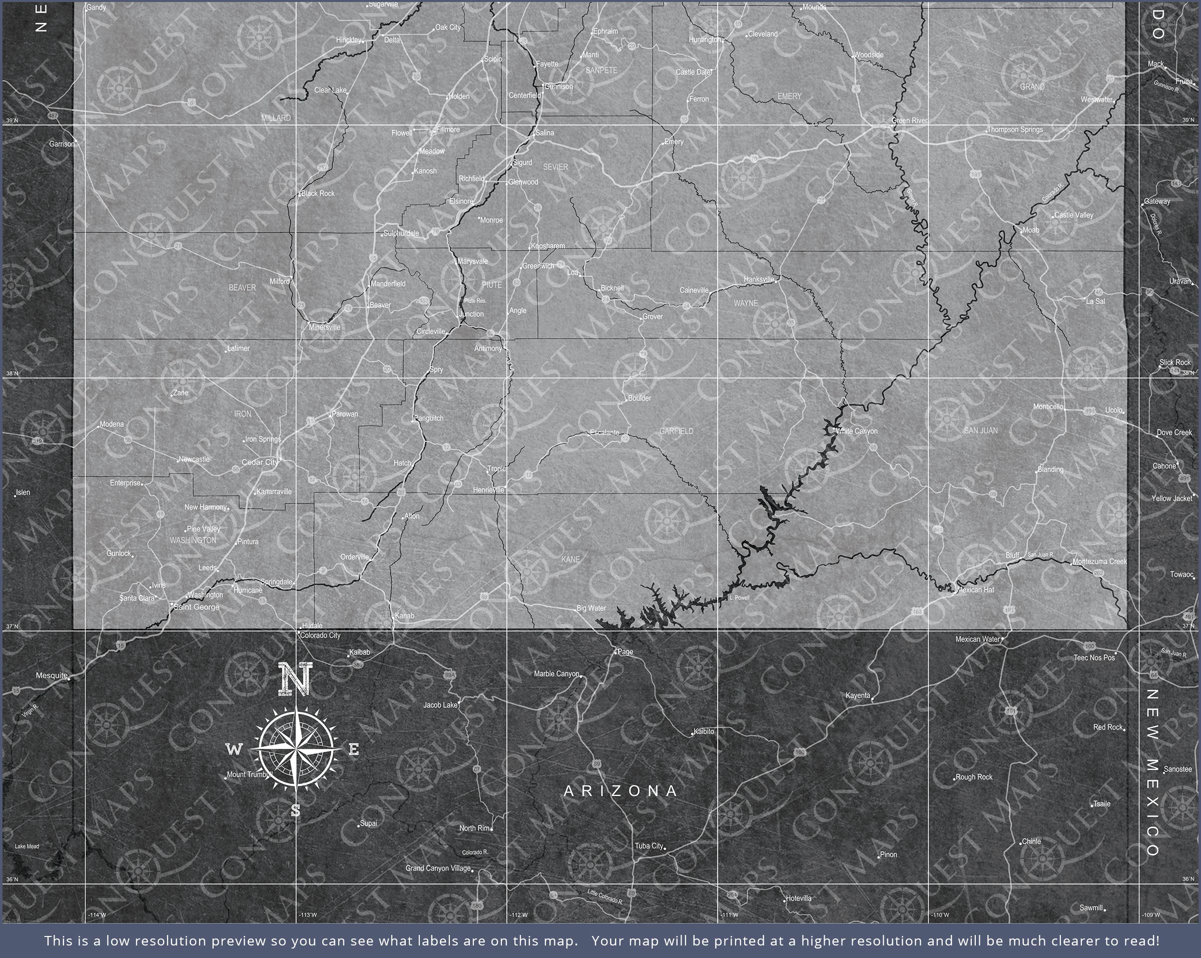 Push Pin Utah Map (Pin Board) - Modern Slate CM Pin Board