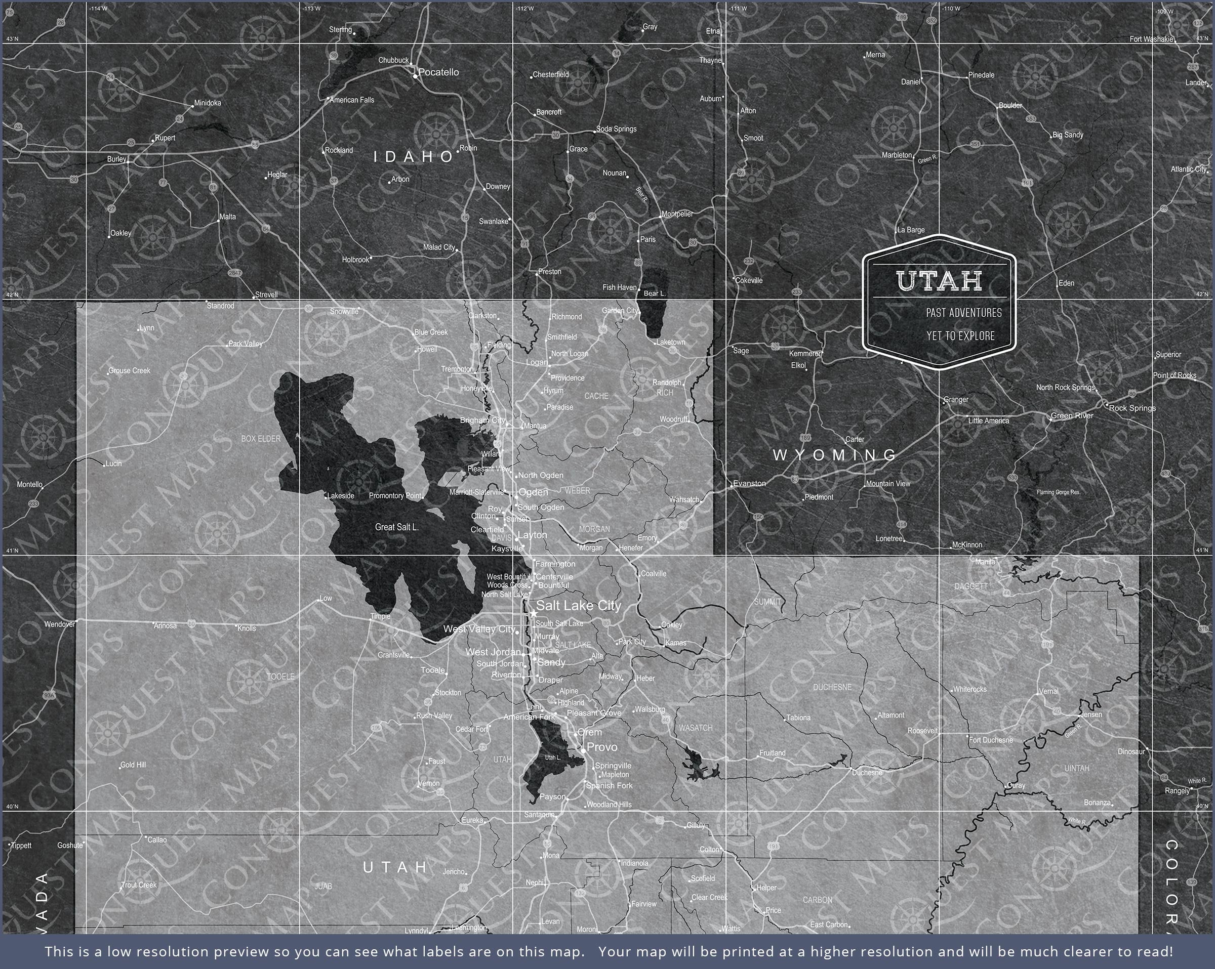 Push Pin Utah Map (Pin Board) - Modern Slate CM Pin Board