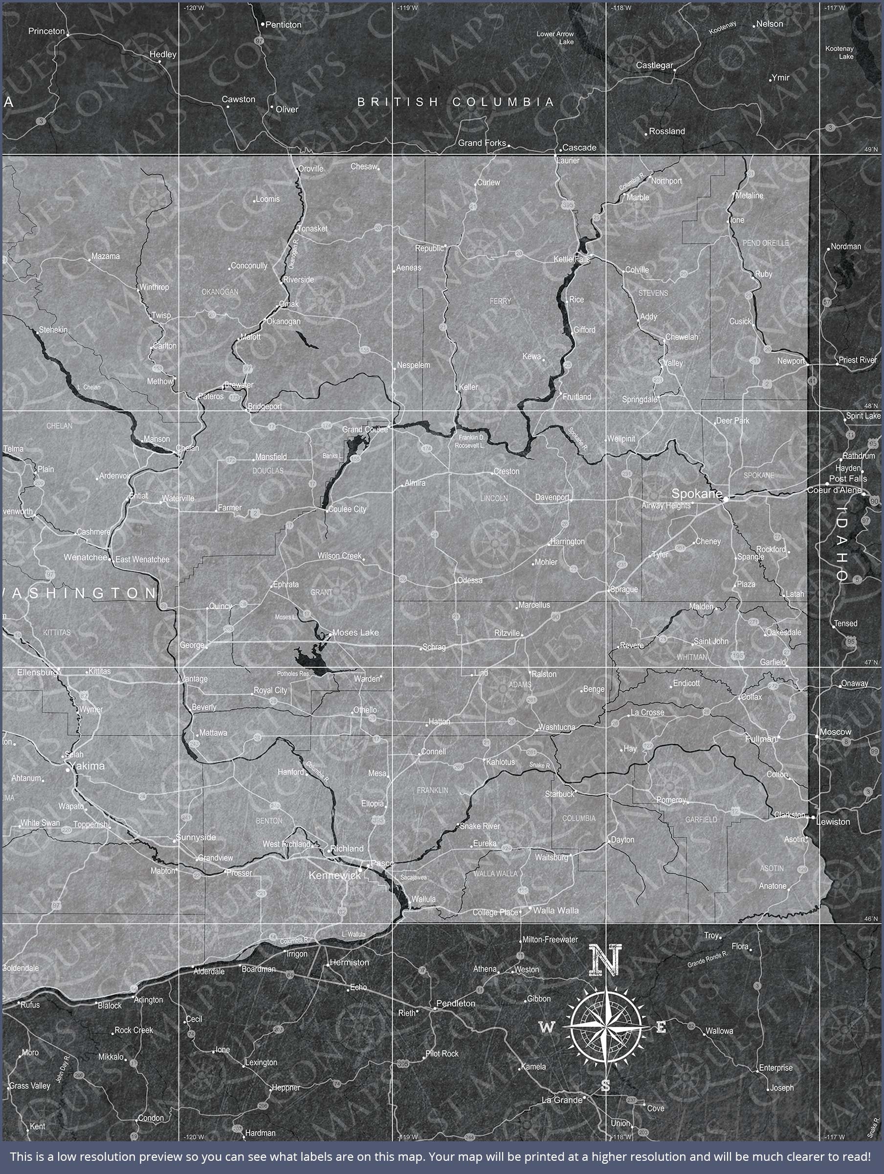 Push Pin Washington Map (Pin Board) - Modern Slate CM Pin Board