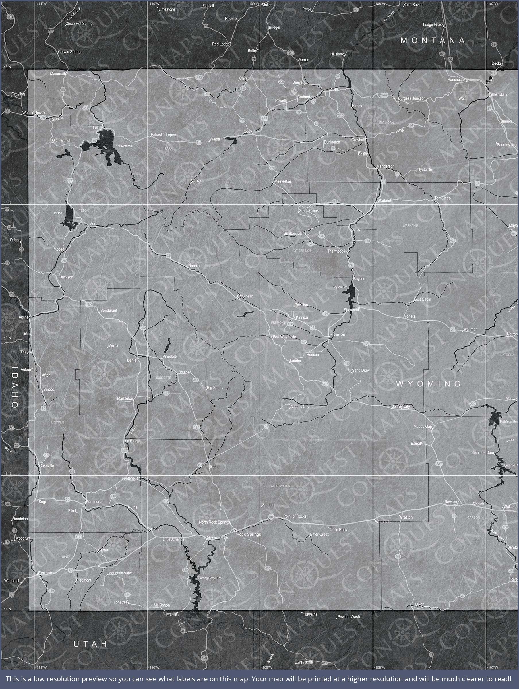 Push Pin Wyoming Map (Pin Board) - Modern Slate CM Pin Board