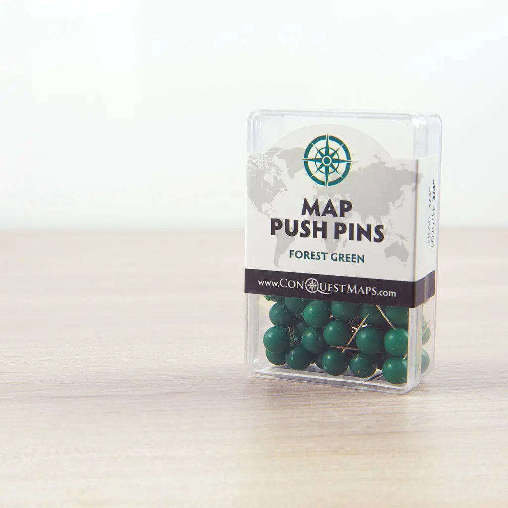 Map Push Pins: Forest Green - Matte Finish CM Push Pins