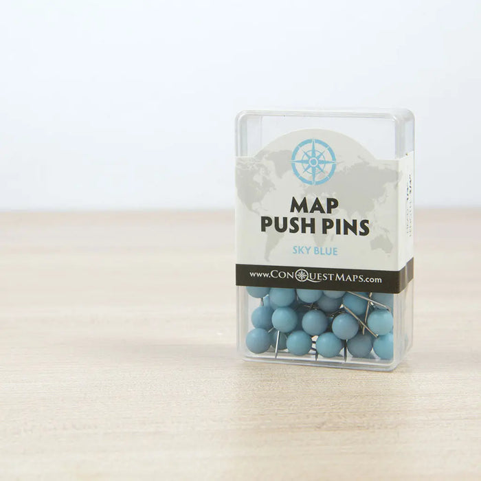 Map Push Pins: Sky Blue - Matte Finish CM Push Pins