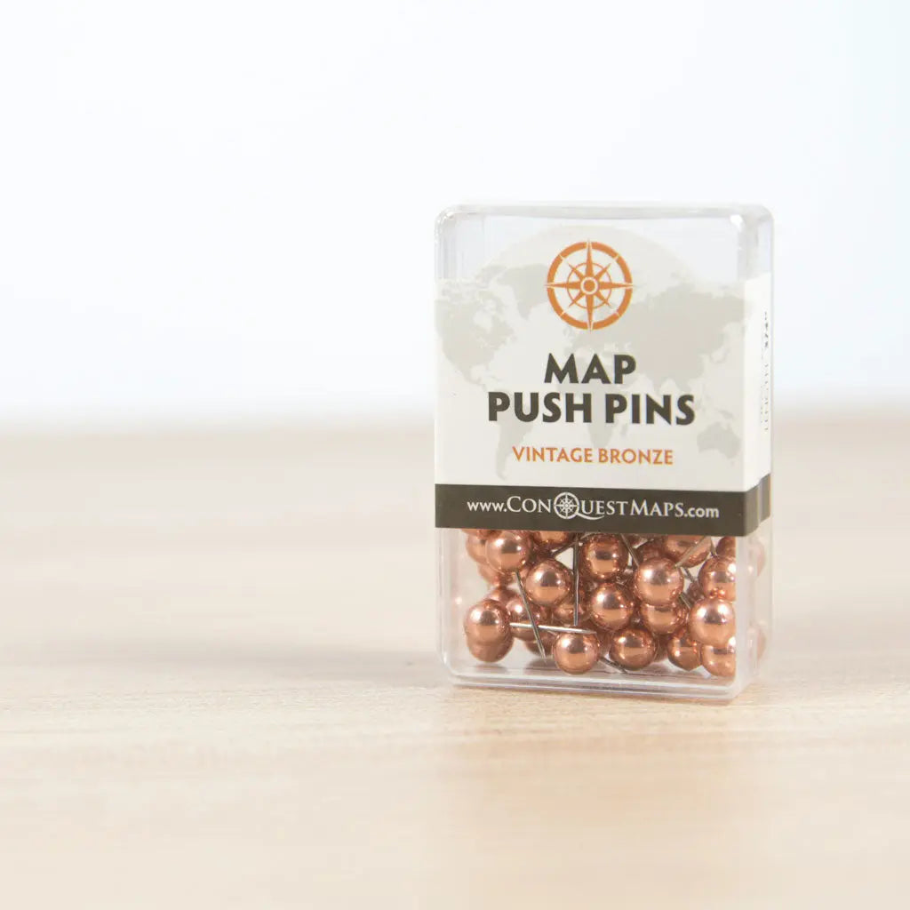 Map Push Pins: Vintage Bronze - Metallic Finish CM Push Pins