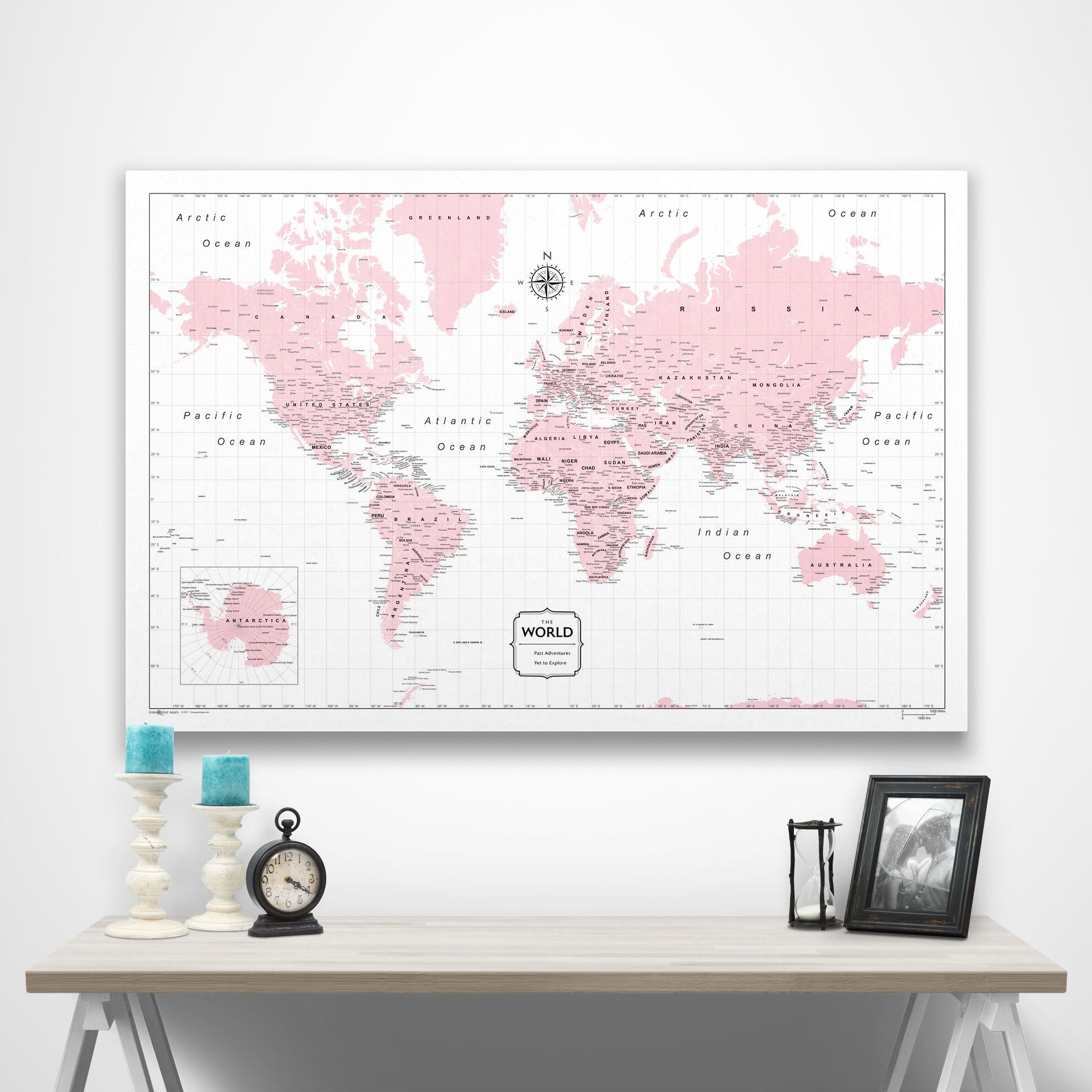 World Map Poster - Pink Color Splash CM Poster