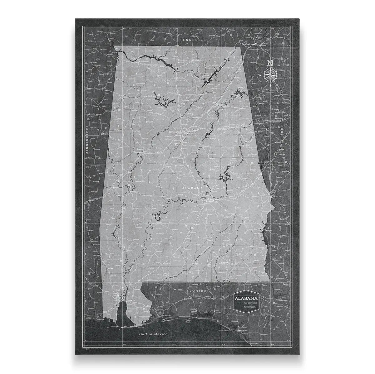 Push Pin Alabama Map (Pin Board) - Modern Slate CM Pin Board