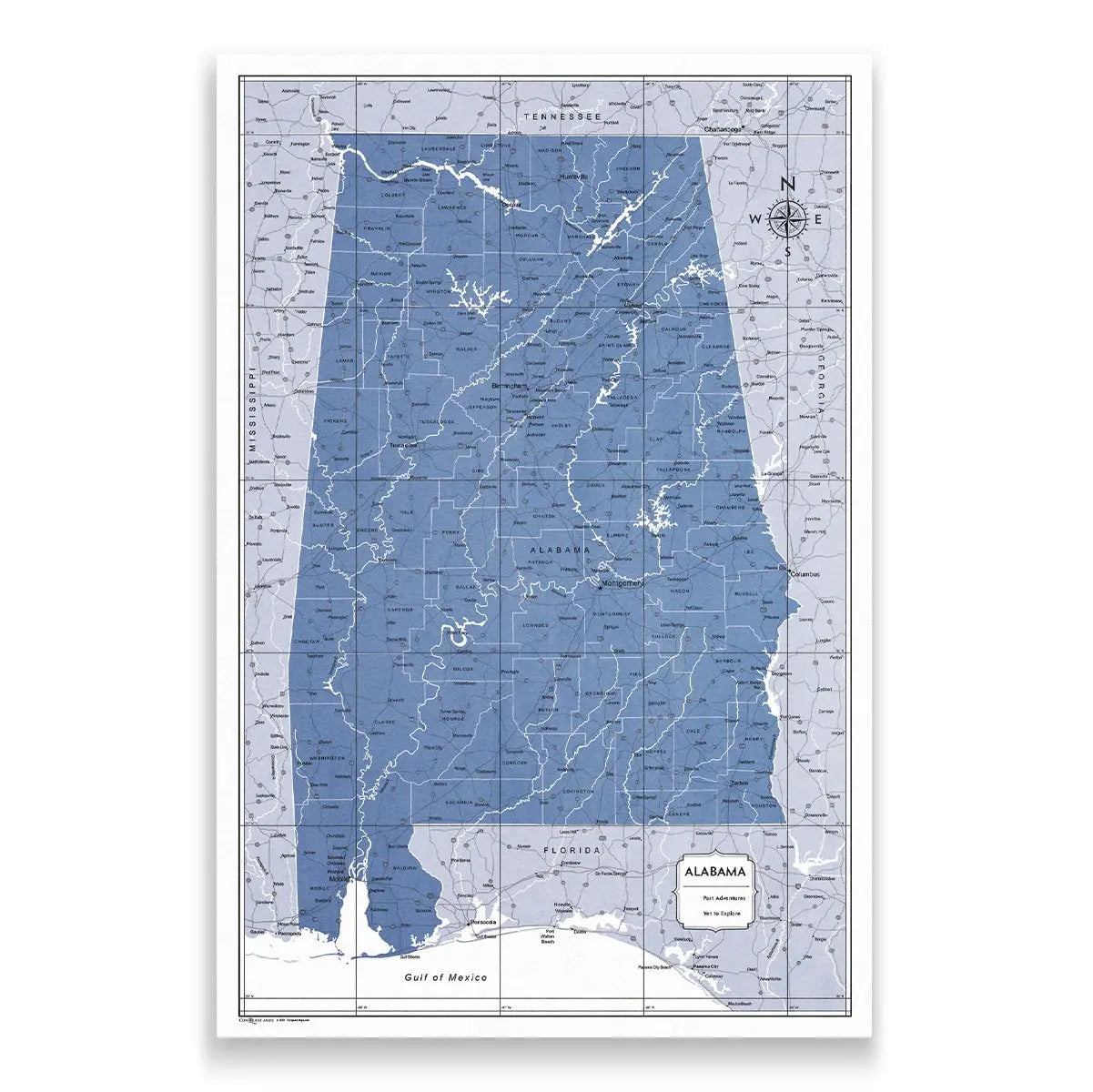Push Pin Alabama Map (Pin Board) - Navy Color Splash CM Pin Board
