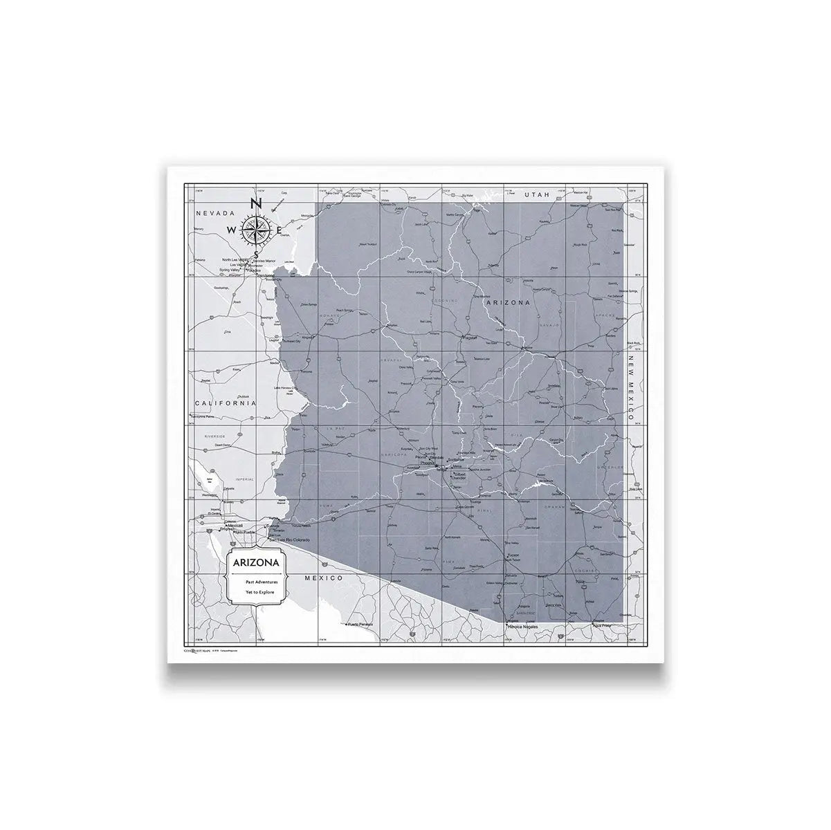 Push Pin Arizona Map (Pin Board) - Dark Gray Color Splash CM Pin Board