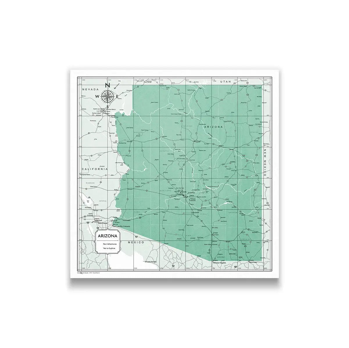 Push Pin Arizona Map (Pin Board) - Green Color Splash CM Pin Board