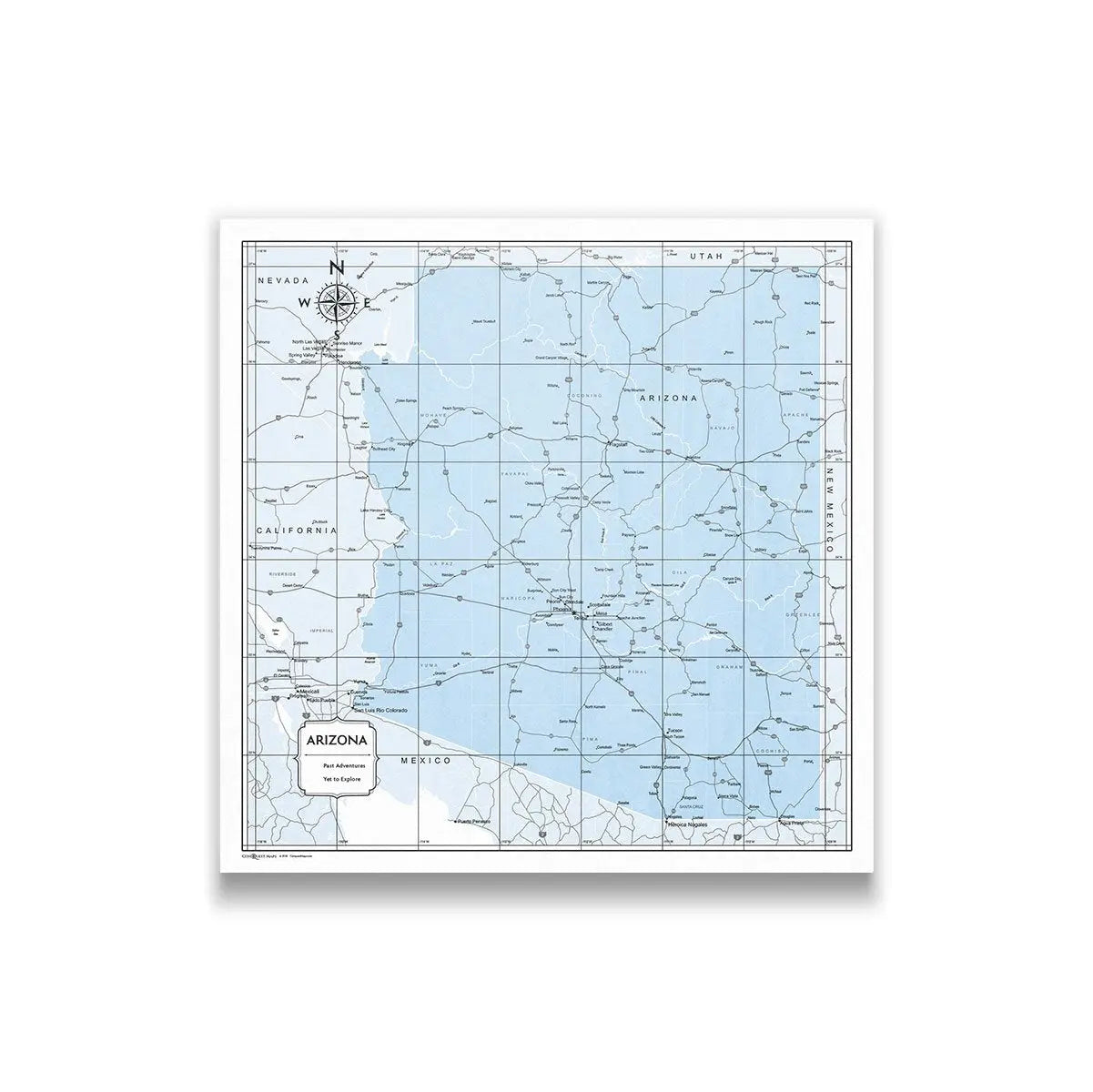 Push Pin Arizona Map (Pin Board) - Light Blue Color Splash CM Pin Board