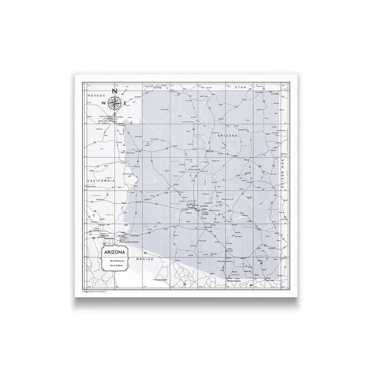Push Pin Arizona Map (Pin Board) - Light Gray Color Splash CM Pin Board