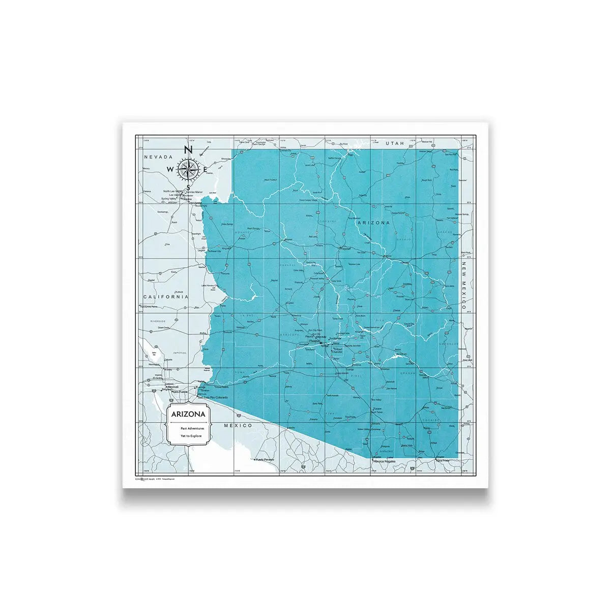 Push Pin Arizona Map (Pin Board) - Teal Color Splash CM Pin Board