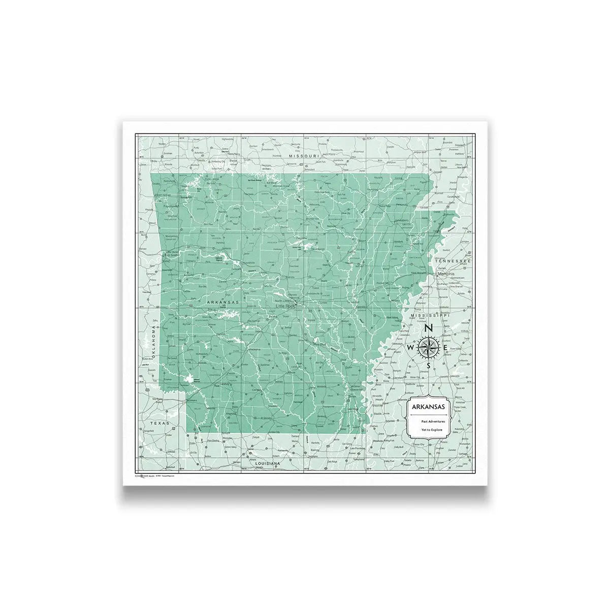 Push Pin Arkansas Map (Pin Board) - Green Color Splash CM Pin Board