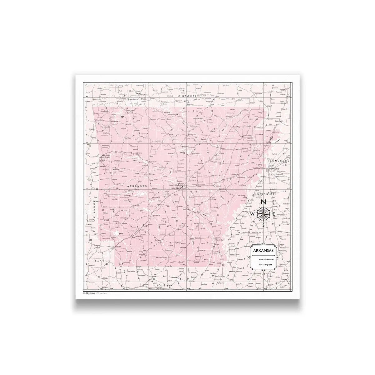 Push Pin Arkansas Map (Pin Board) - Pink Color Splash CM Pin Board