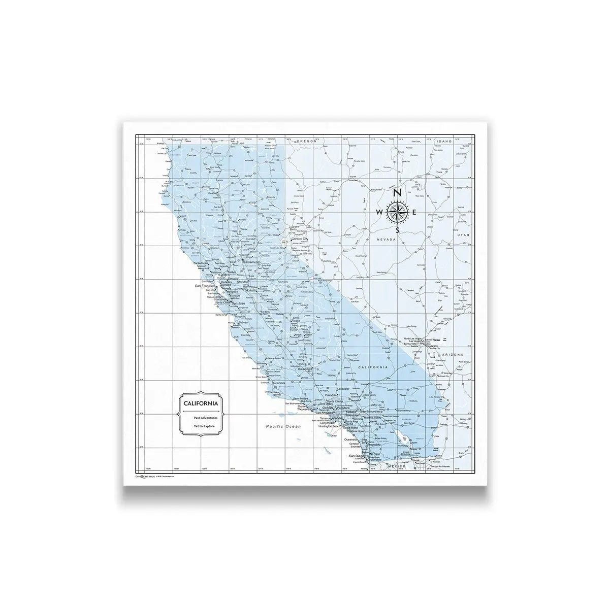Push Pin California Map (Pin Board) - Light Blue Color Splash CM Pin Board