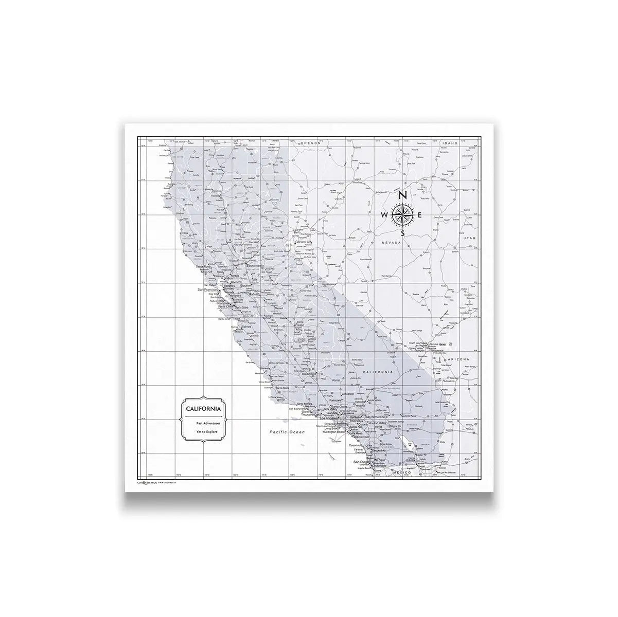 Push Pin California Map (Pin Board) - Light Gray Color Splash CM Pin Board