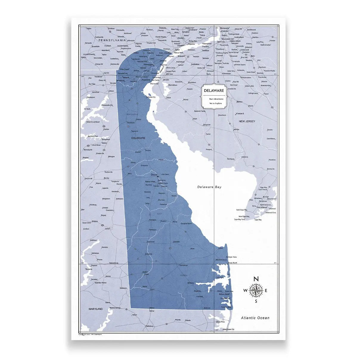 Push Pin Delaware Map (Pin Board) - Navy Color Splash CM Pin Board