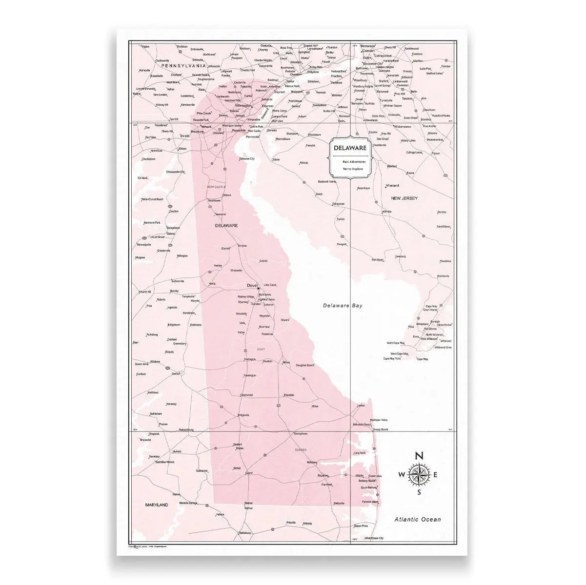 Push Pin Delaware Map (Pin Board) - Pink Color Splash CM Pin Board