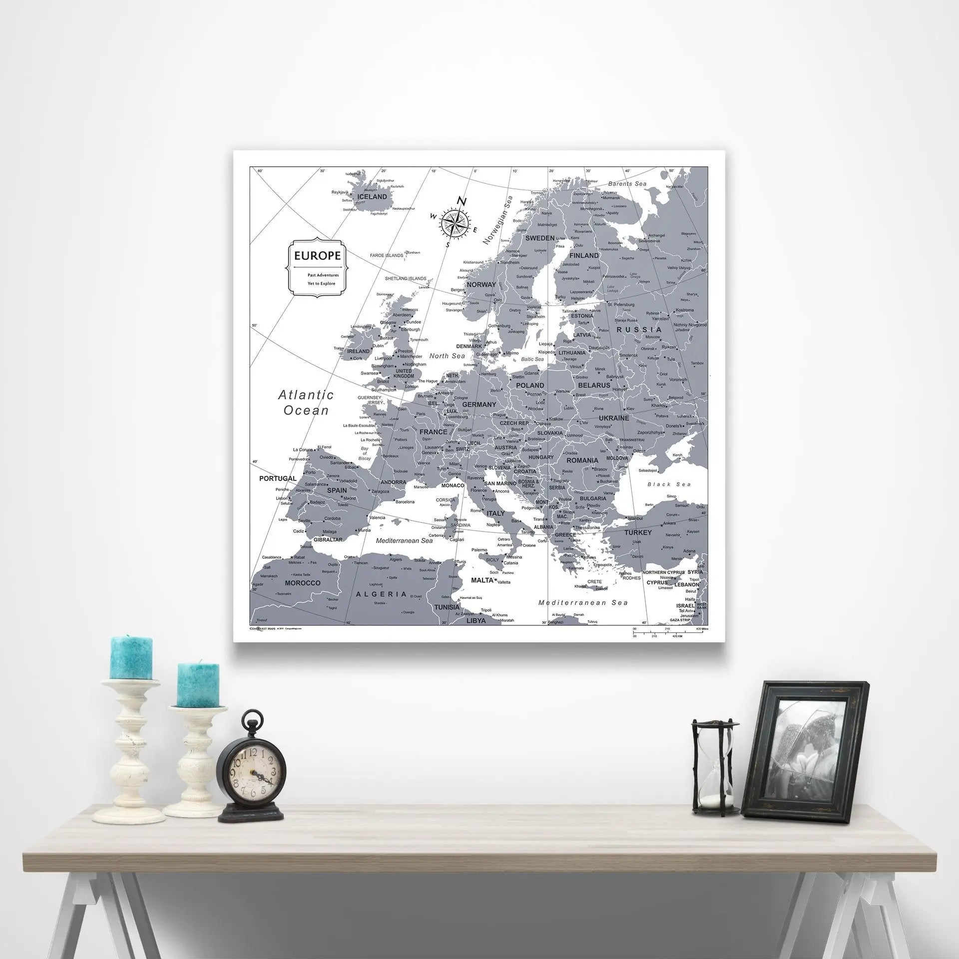 Europe Map Poster - Dark Gray Color Splash CM Poster