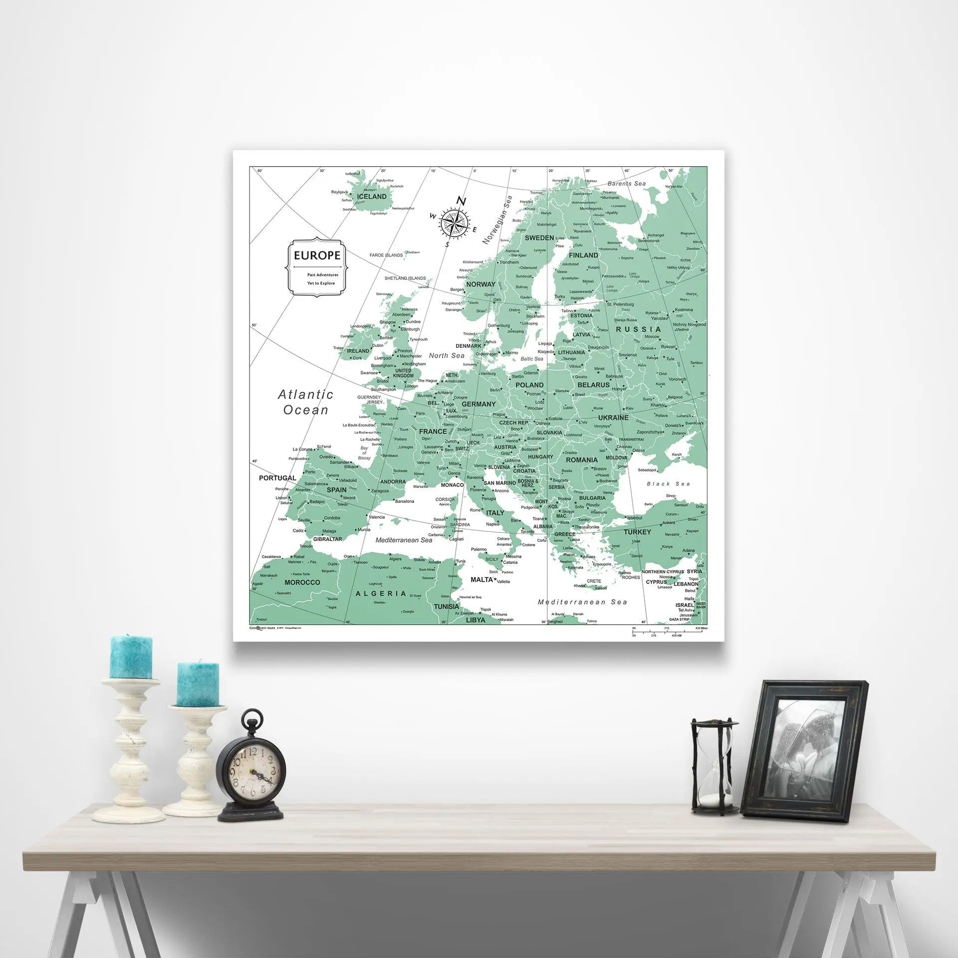 Europe Map Poster - Green Color Splash CM Poster