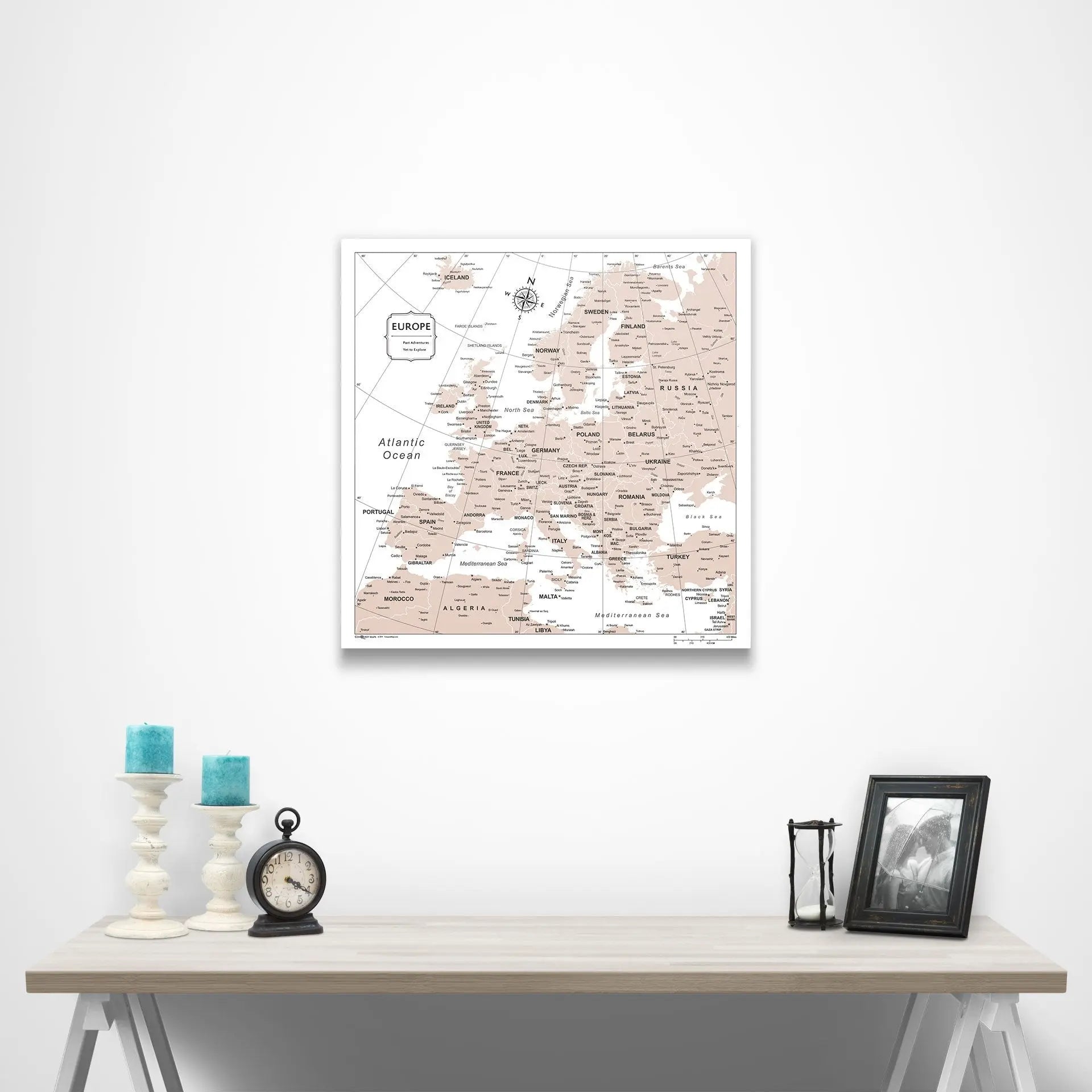 Europe Map Poster - Light Brown Color Splash CM Poster