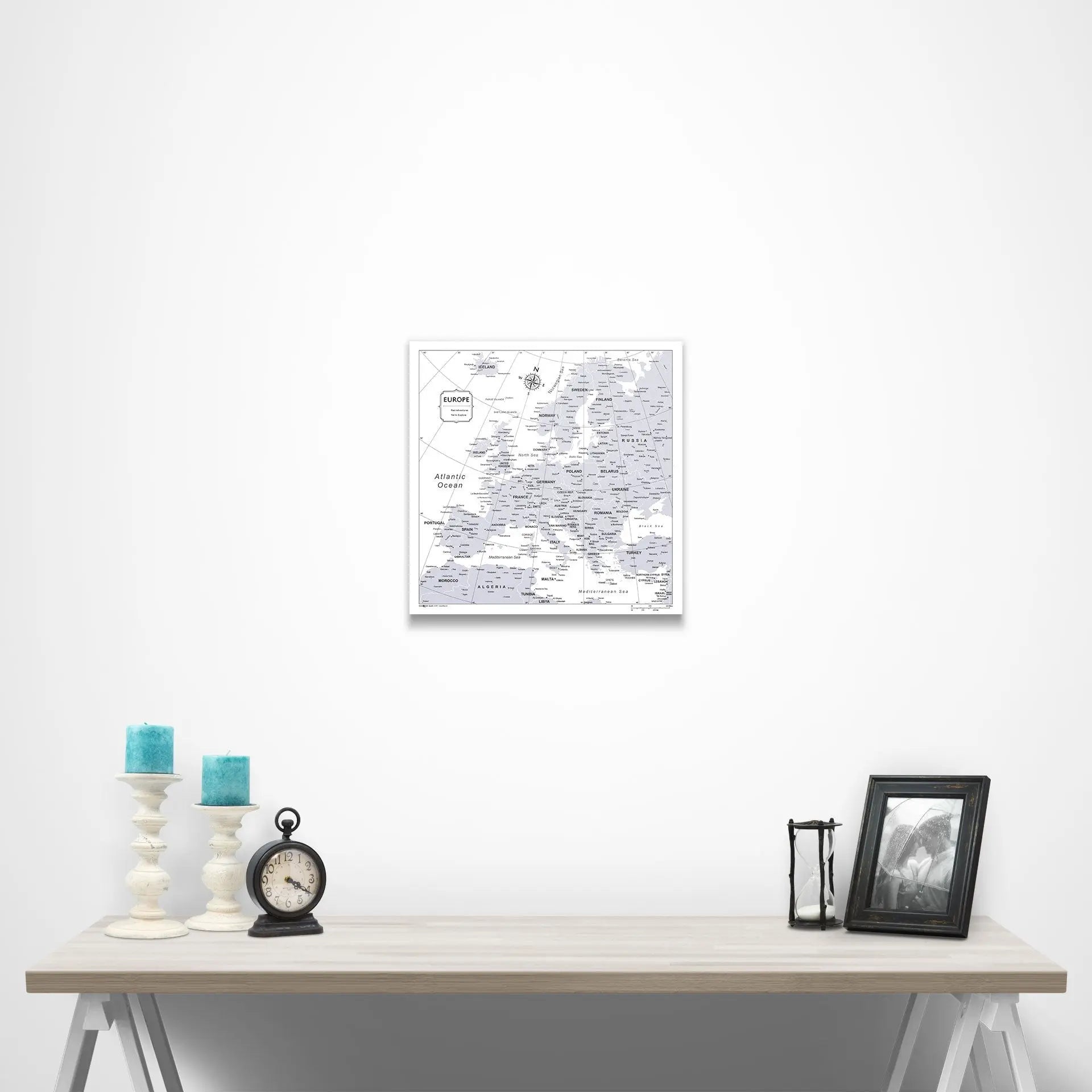Europe Map Poster - Light Gray Color Splash CM Poster