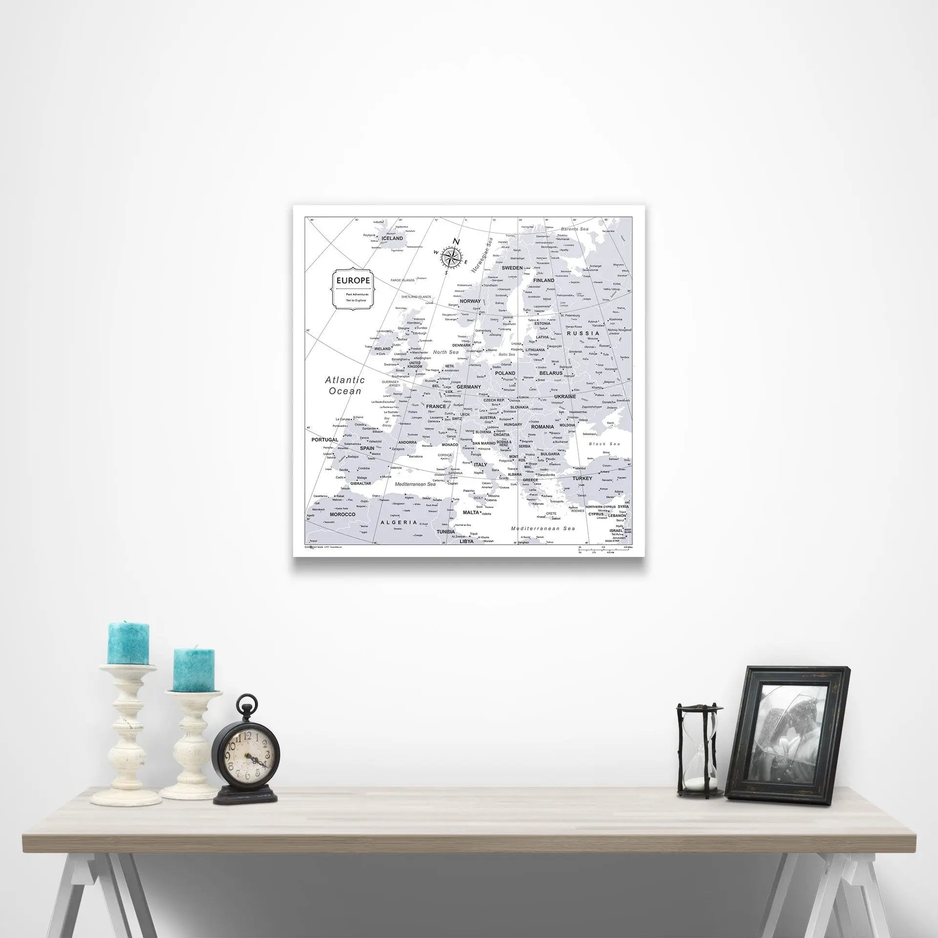 Europe Map Poster - Light Gray Color Splash CM Poster