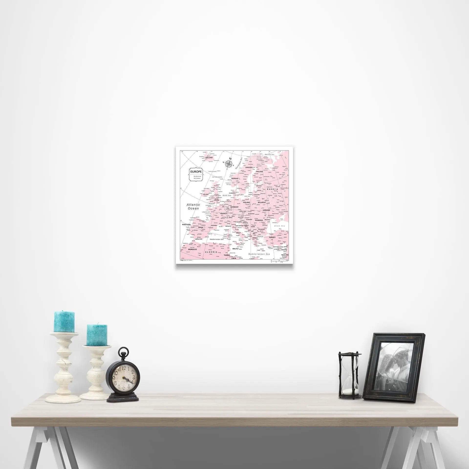 Europe Map Poster - Pink Color Splash CM Poster