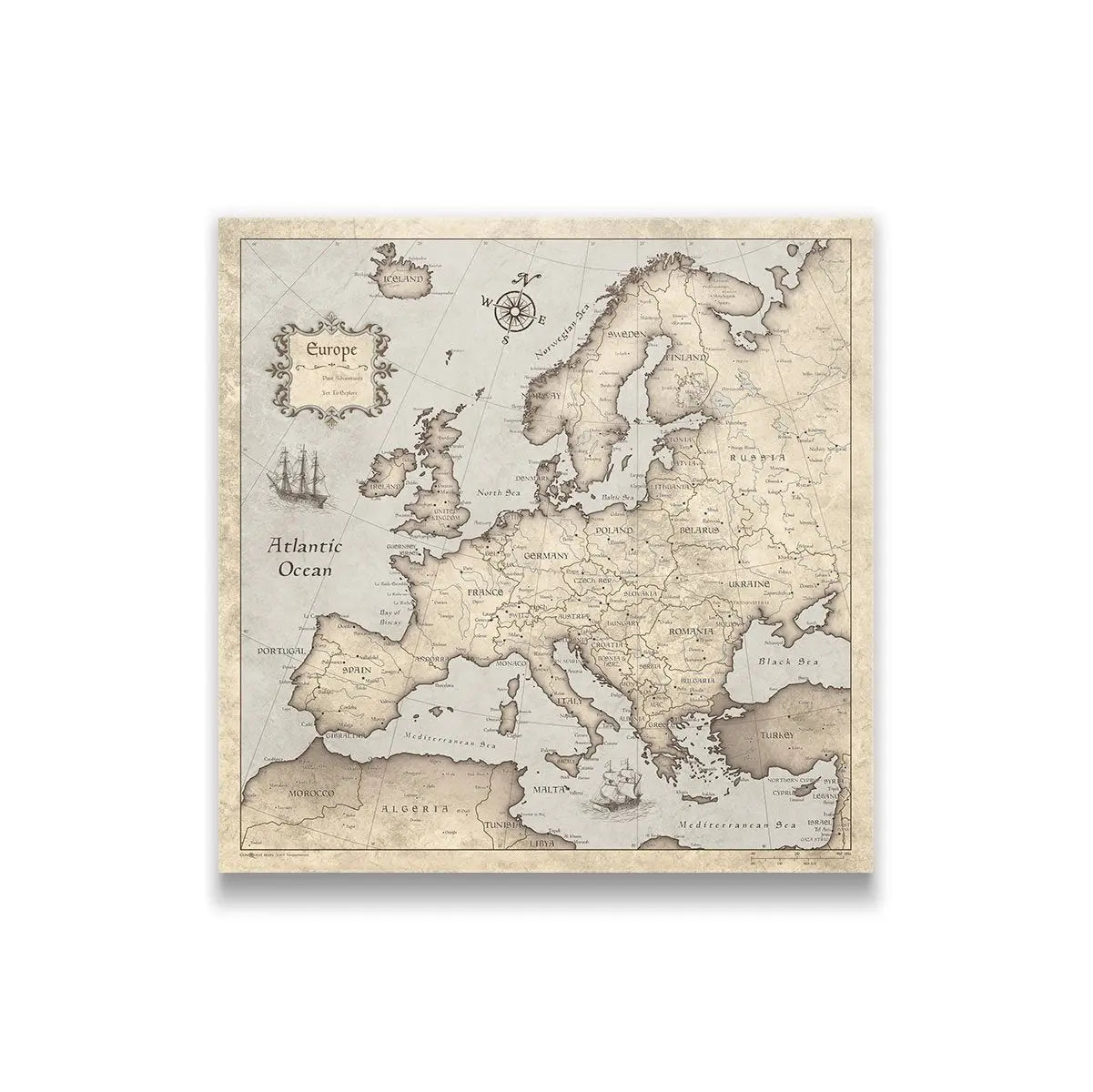 Europe Map Poster - Rustic Vintage CM Poster