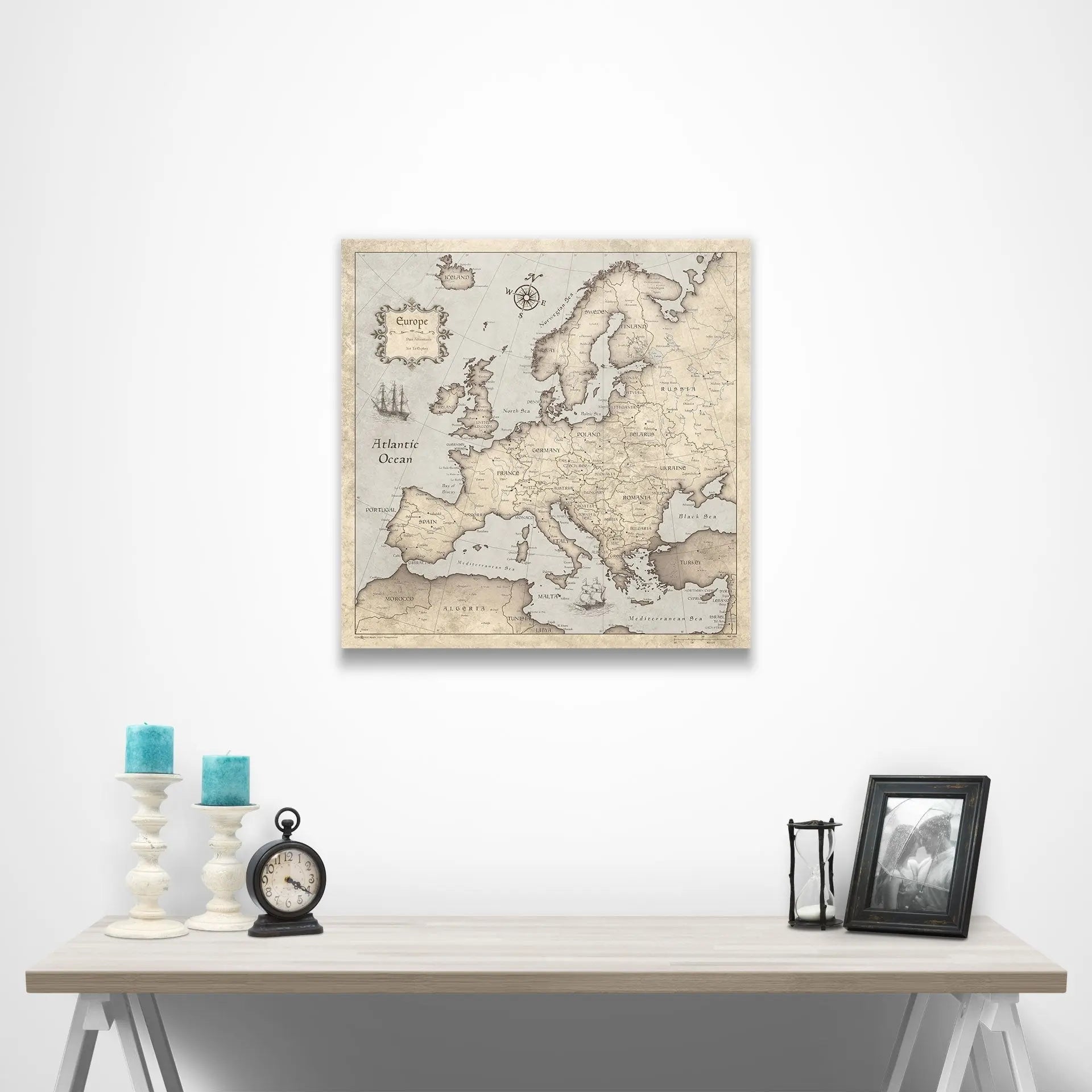 Europe Map Poster - Rustic Vintage CM Poster