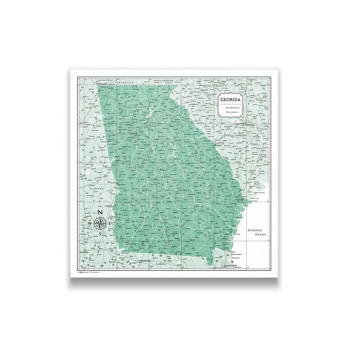Push Pin Georgia Map (Pin Board) - Green Color Splash CM Pin Board