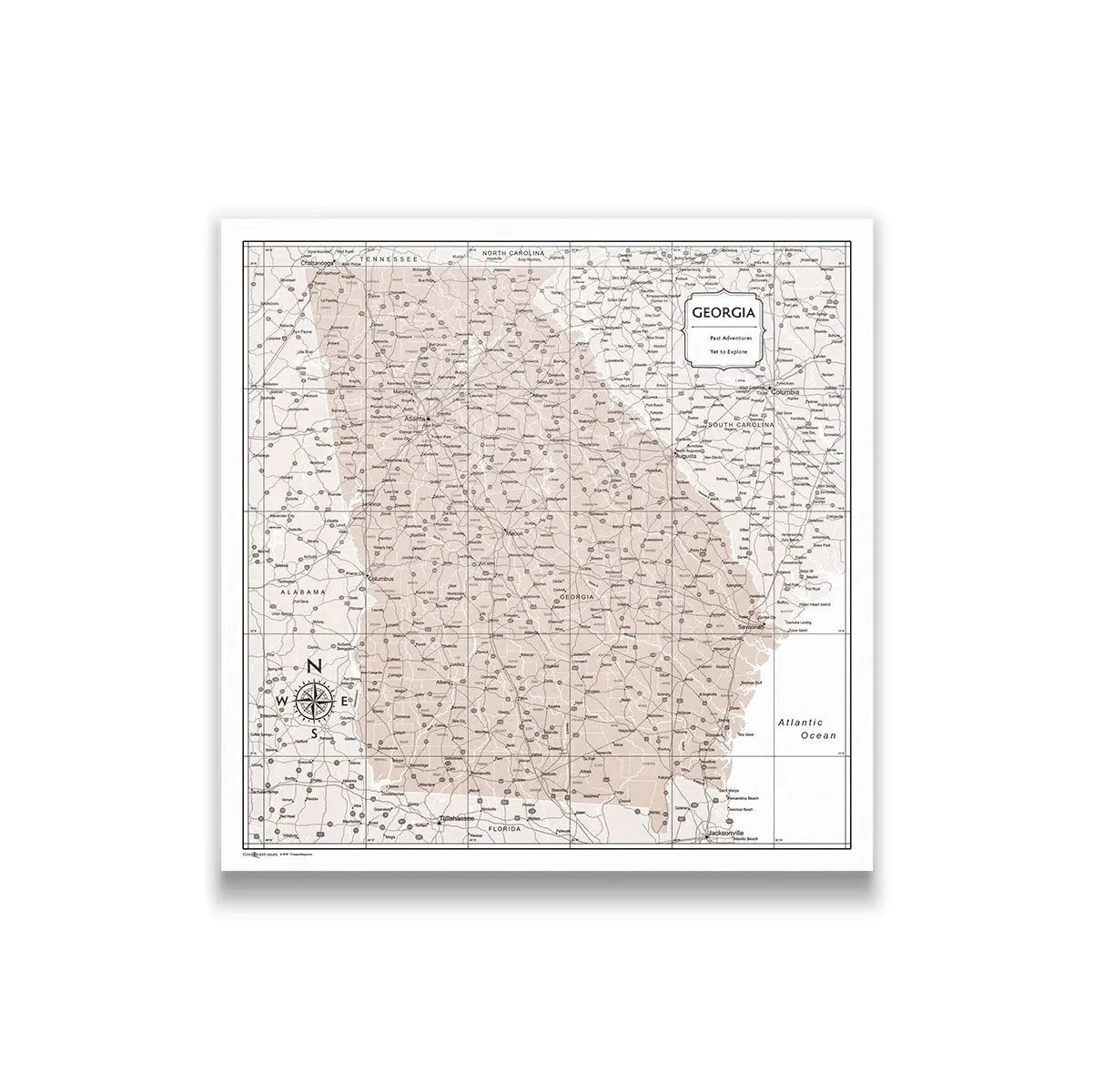 Push Pin Georgia Map (Pin Board) - Light Brown Color Splash CM Pin Board