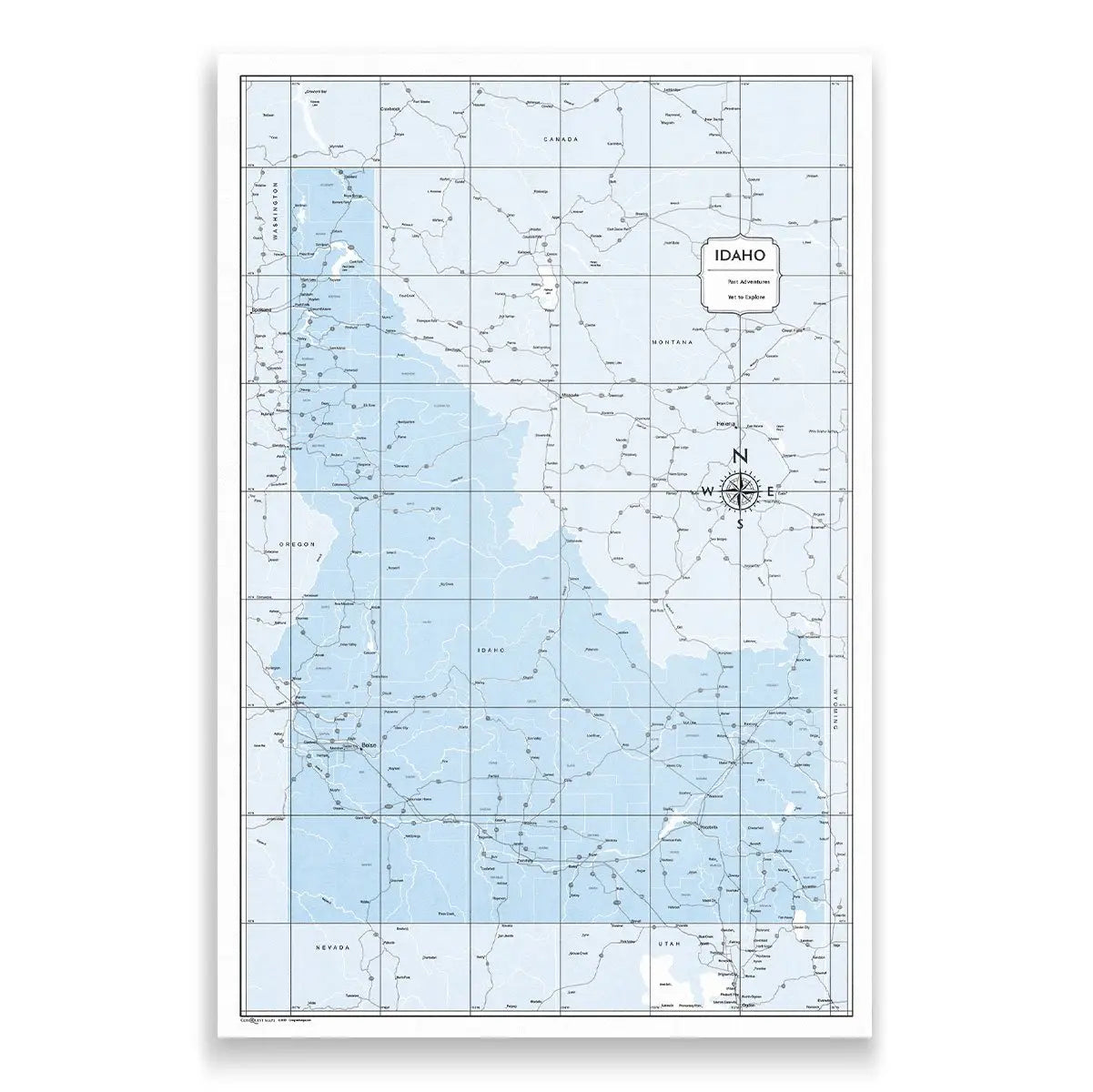 Push Pin Idaho Map (Pin Board) - Light Blue Color Splash CM Pin Board