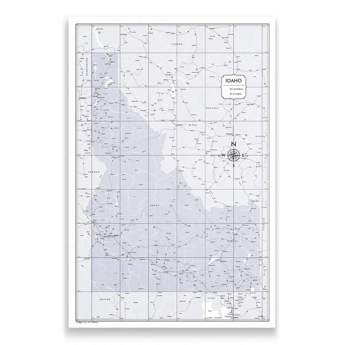 Push Pin Idaho Map (Pin Board) - Light Gray Color Splash CM Pin Board