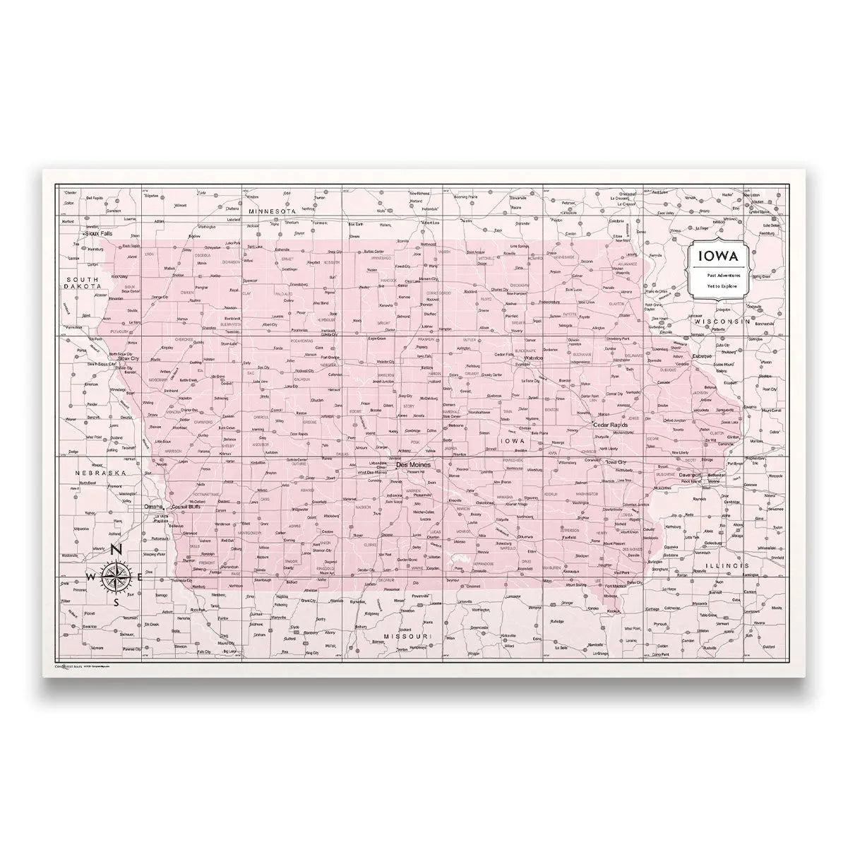 Push Pin Iowa Map (Pin Board) - Pink Color Splash CM Pin Board