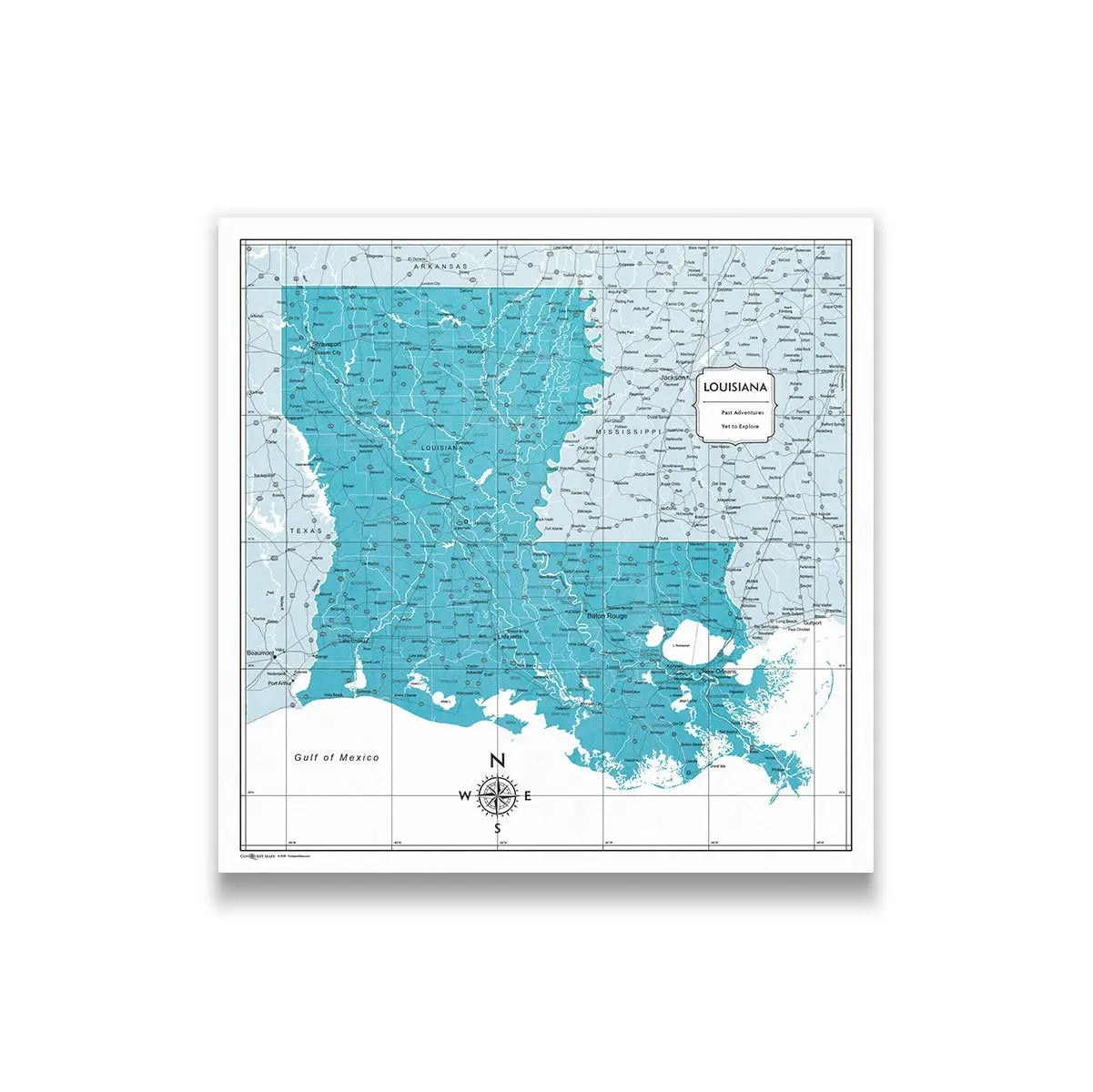 Push Pin Louisiana Map (Pin Board) - Teal Color Splash CM Pin Board