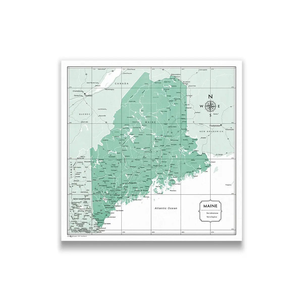 Push Pin Maine Map (Pin Board) - Green Color Splash CM Pin Board
