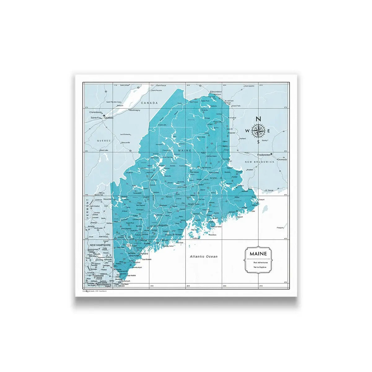 Push Pin Maine Map (Pin Board) - Teal Color Splash CM Pin Board