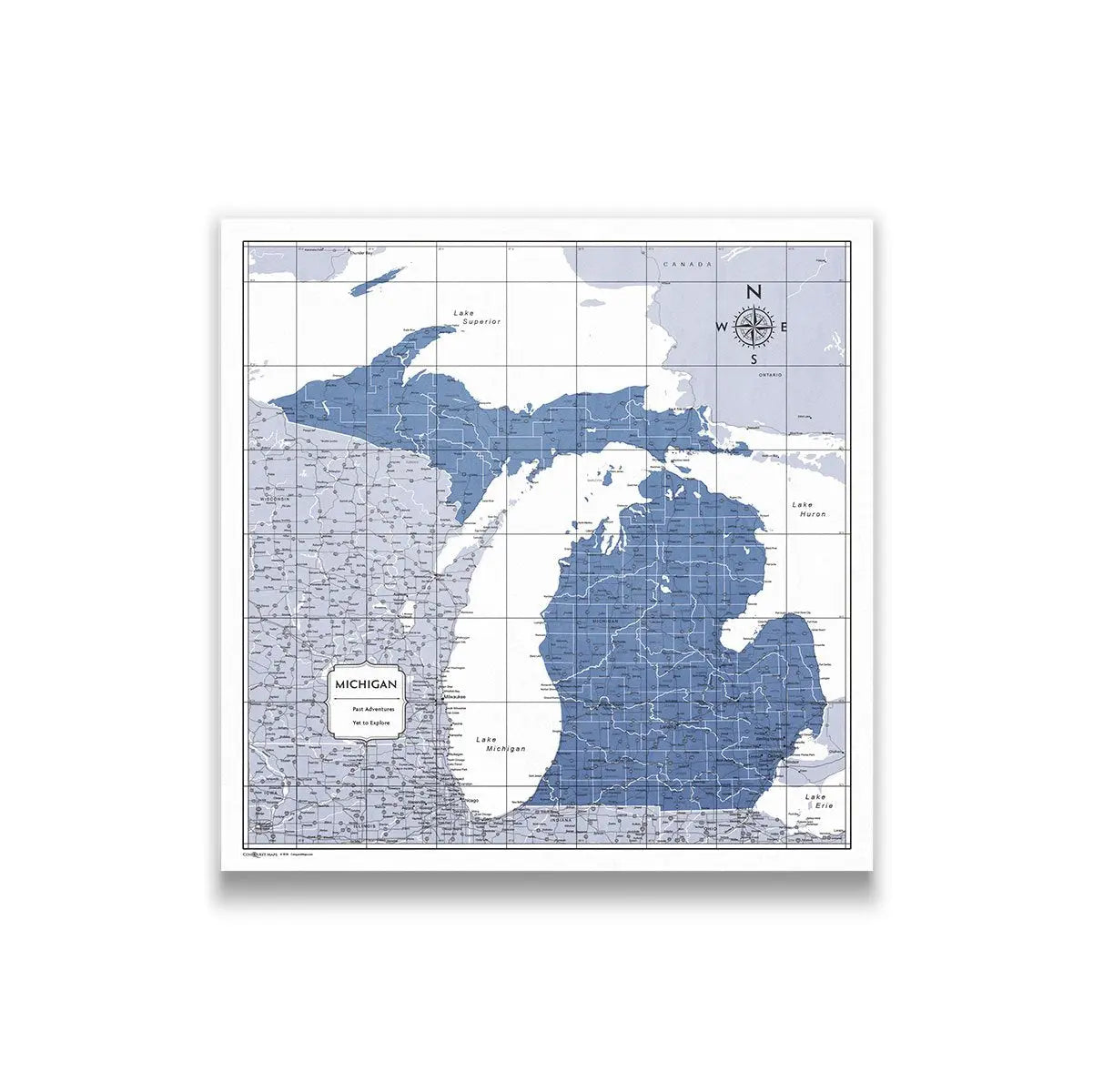 Push Pin Michigan Map (Pin Board) - Navy Color Splash CM Pin Board