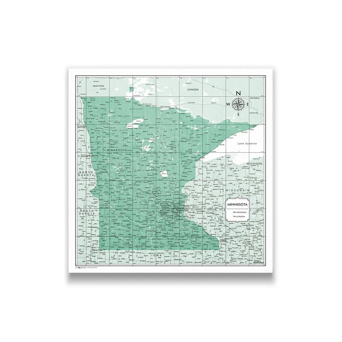 Push Pin Minnesota Map (Pin Board) - Green Color Splash CM Pin Board