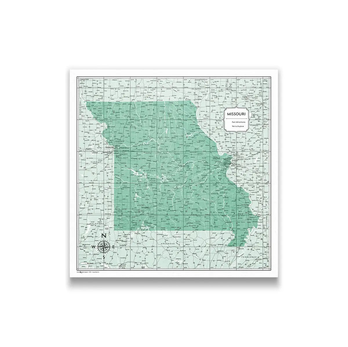 Push Pin Missouri Map (Pin Board) - Green Color Splash CM Pin Board