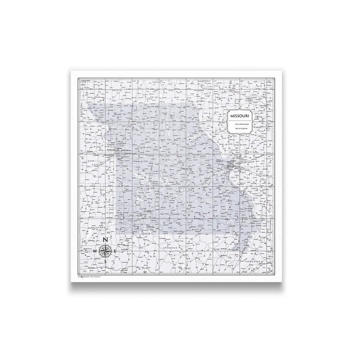Push Pin Missouri Map (Pin Board) - Light Gray Color Splash CM Pin Board