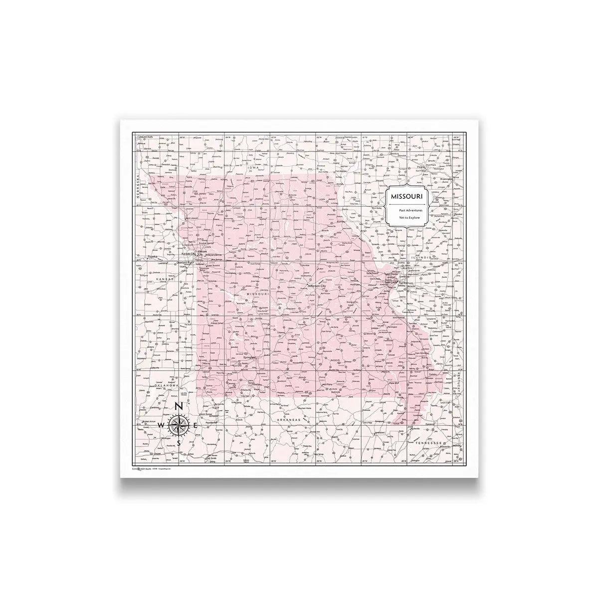 Push Pin Missouri Map (Pin Board) - Pink Color Splash CM Pin Board
