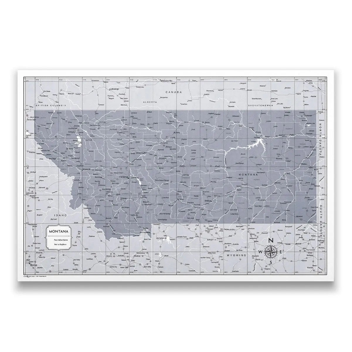 Push Pin Montana Map (Pin Board) - Dark Gray Color Splash CM Pin Board