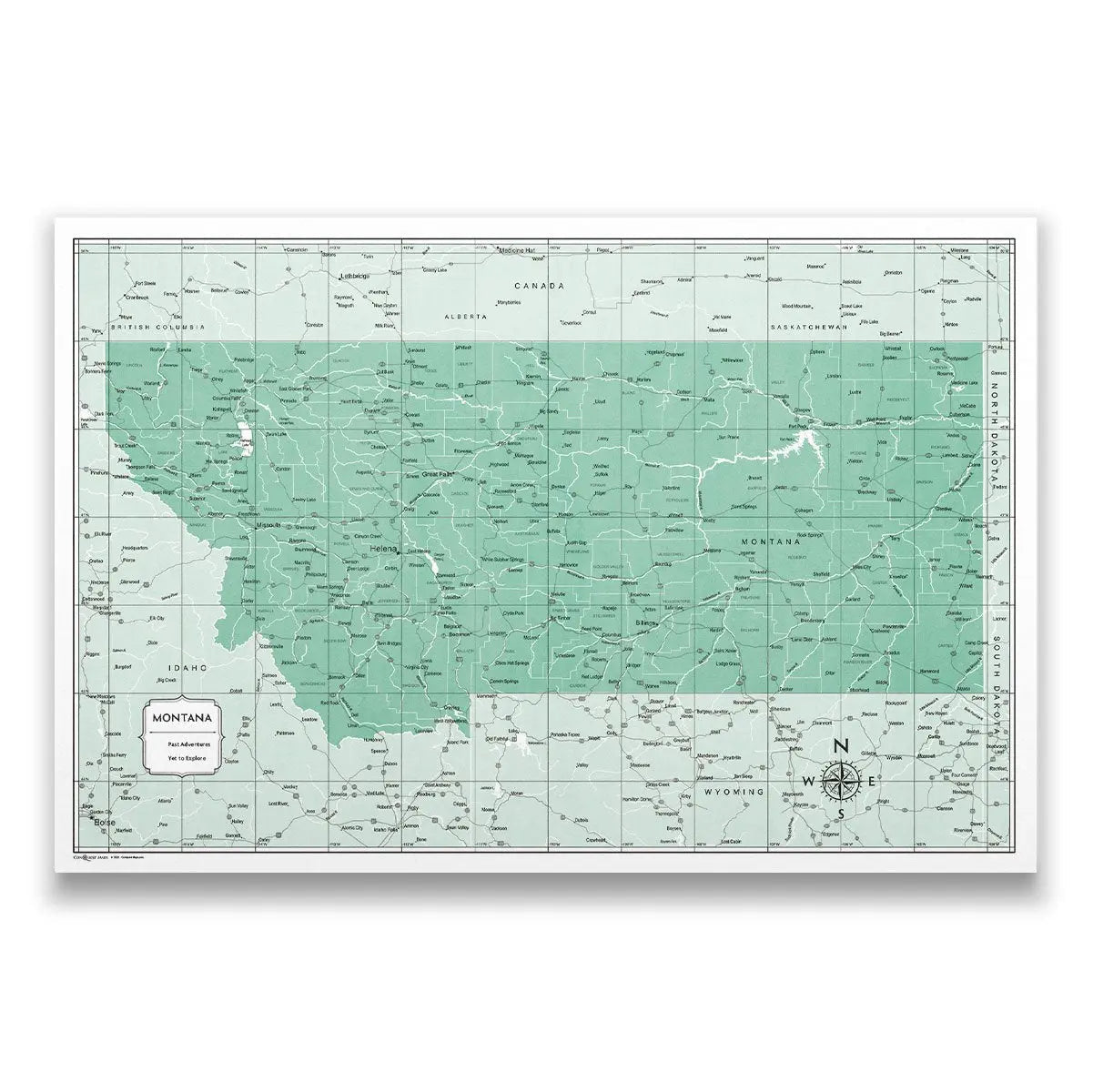 Push Pin Montana Map (Pin Board) - Green Color Splash CM Pin Board